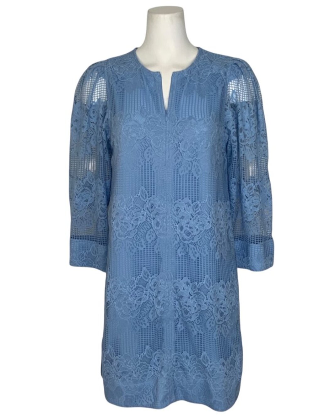 Ganni Lace Mini Dress 38 Placid Blue MISSING BELT